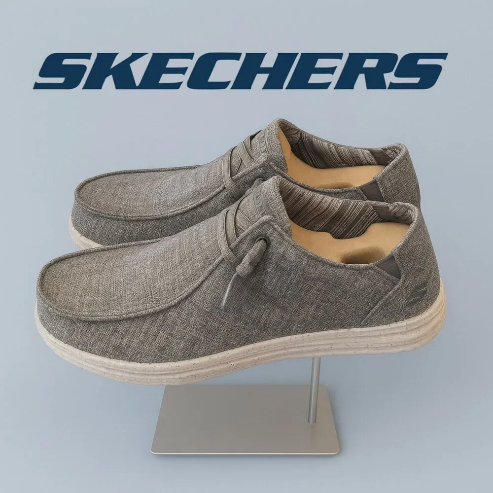 New Skechers “Melson - Chad” Men’s Gray Casual Slip-On Loafers Shoes 10